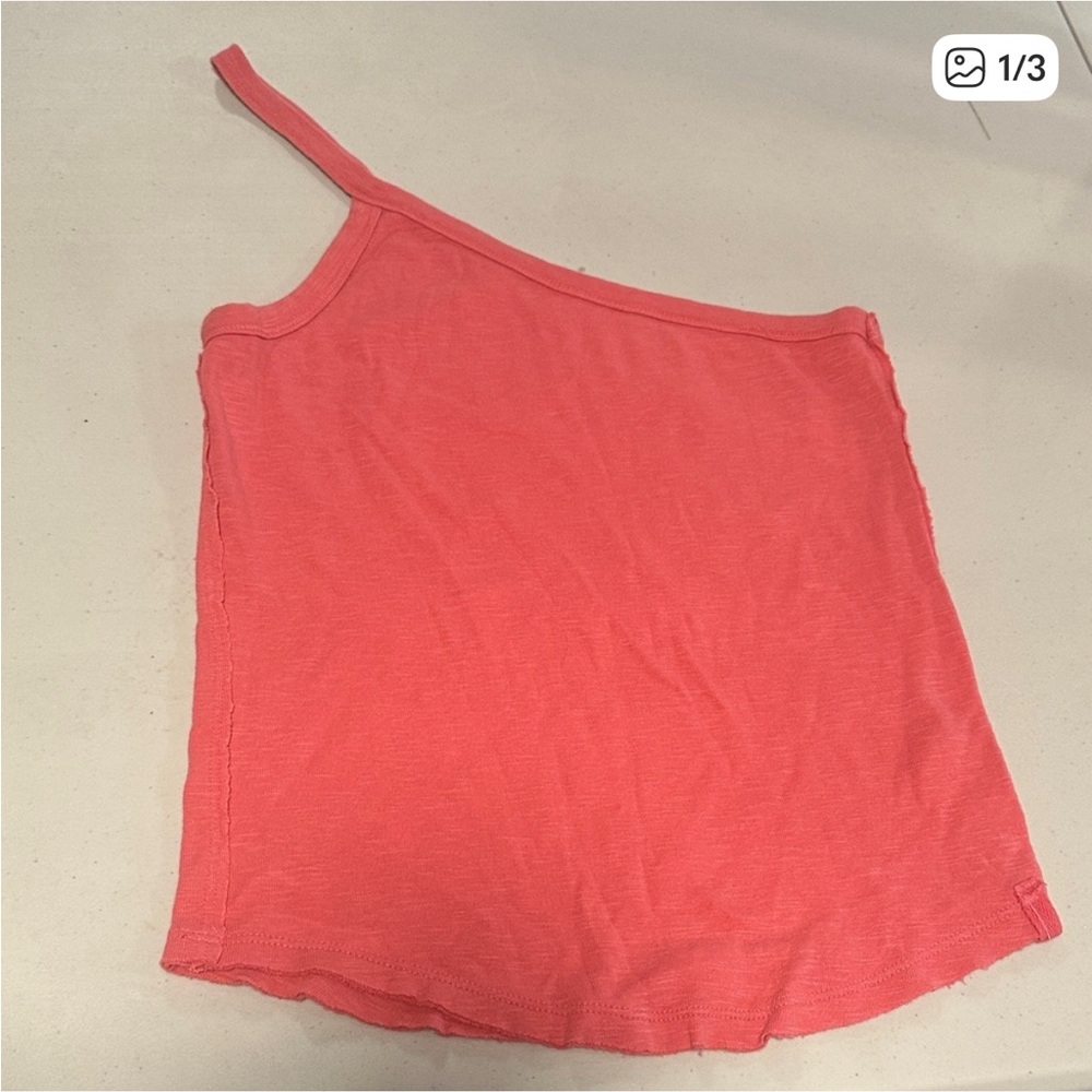 We The Free One Shoulder Tank Coral Top - L